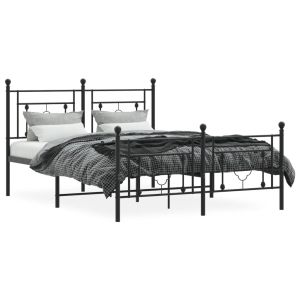 vidaXL estructura cama sin colchón con estribo metal negro 135x190 cm