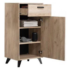 Mueble de entrada sezzadio, 2 estantes, madera noble roble
