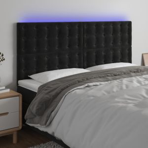 Cabecero con luces LED terciopelo negro 200x5x118/128 cm eso4858