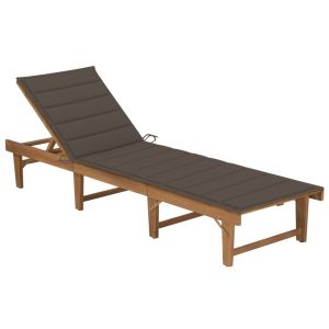 vidaXL tumbona plegable con cojín madera maciza de acacia