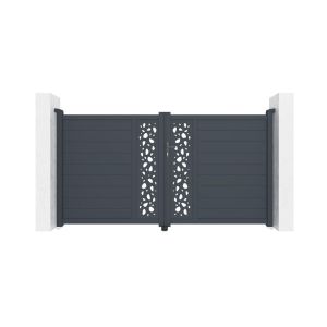 Puerta batiente regulable ancho 3m sunny h.160cm aluminio gris