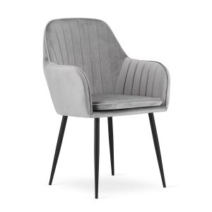 Valora sillón lugo terciopelo gris plata moderno salón