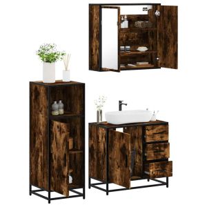 Set de muebles baño 3 pzas madera contrachapada roble ahumado esb4634