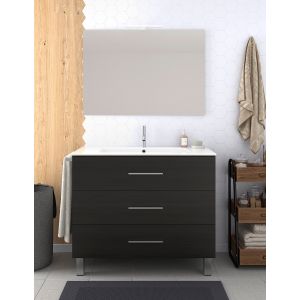 Mueble de baño ribera, lavabo y espejo 100x40cm roble sinatra
