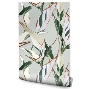 Papel Pintado Hojas Coloridas Acuarela Naturaleza Vegetación 53cm x 10m