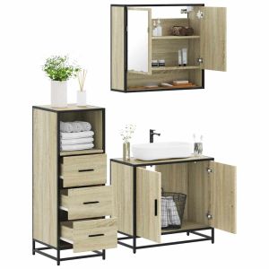 Set de muebles de baño 3 pzas madera contrachapada roble sonoma esb2191