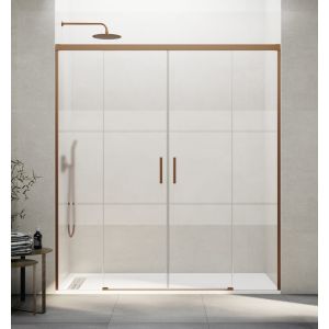 Mampara basic spazio 2 puertas + 2 fijos serigrafiado cobre 160 cm