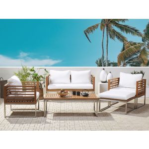 Conjunto de jardín con mesa 4 plazas bermuda madera de acacia marrón