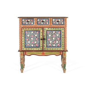 Cómoda de madera de mango en color natural 90 cm