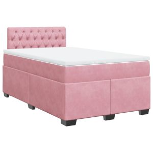 vidaXL cama box spring con colchón terciopelo rosa 120x190 cm