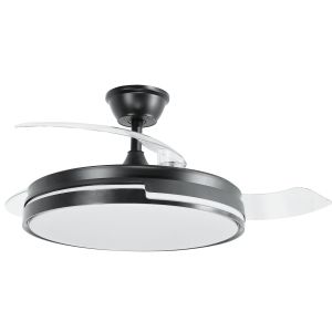 Ventilador de techo con luz dreamy negro, 3 aspas retráctiles