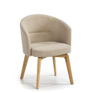 Silla 61x59x78 madera natural, tela beige