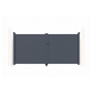 Puerta batiente regulable eiger de aluminio gris, altura 140 cm, ancho 3 m