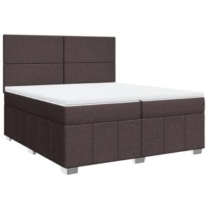vidaXL cama box spring con colchón tela marrón oscuro 200x200 cm