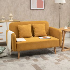 Sofá 2 plazas moderno poliéster natural cojines patas ajustables 130 cm