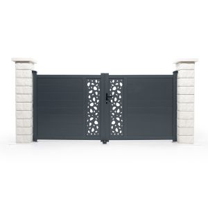 Puerta batiente sunny 300x140 cm + puerta + 4 postes elda + hicker b200