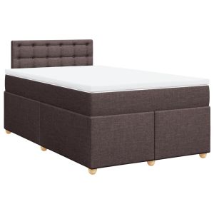 vidaXL cama box spring con colchón tela marrón oscuro 120x190 cm