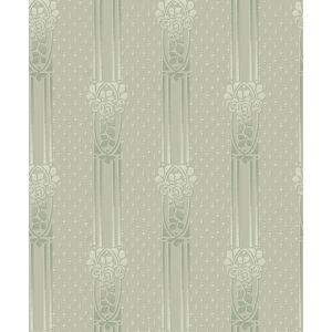 Papel pintado flores vintage en estilo art nouveau verde grisáceo