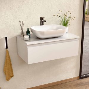 Mueble baño suspendido 60 cm blanco, lavabo bellobath