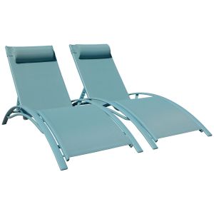 Pack de 2 tumbonas galapagos de textileno azul claro aluminio azul claro