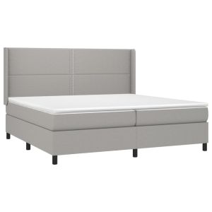 vidaXL cama box spring con colchón tela y LED gris claro 200x200 cm