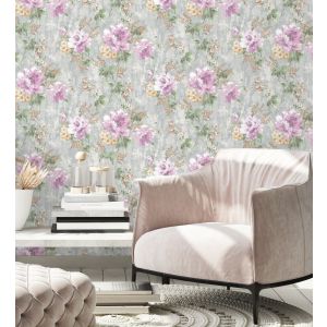 Papel pintado gaulan  de flores inglesas pintadas al óleo con 10.6m²