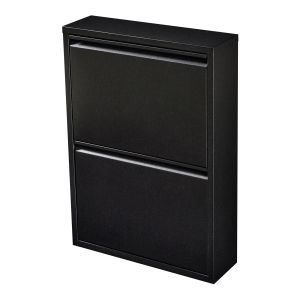 Zapatero sokndal con 2 puertas 71x50x15 cm metal - negro [en.casa]