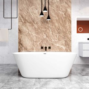 Bañera exenta de acrílico ovalada con desagüe-blanco-1700x800x580mm