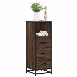 Armario de baño madera contrachapada roble marrón 35x37,5x100cm esb8599