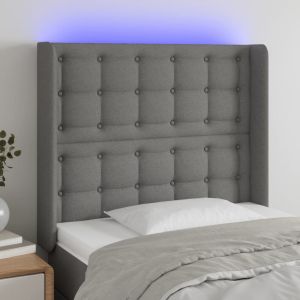 Cabecero con LED de tela gris oscuro 83x16x118/128 cm eso9340