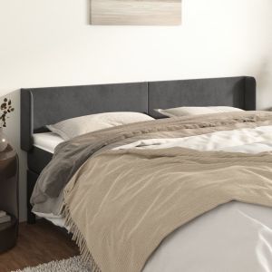Cabecero de terciopelo gris oscuro 203x16x78/88 cm eso6481