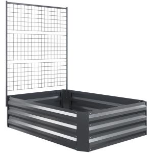 Jardinera con celosía 80x115x125 cm acero galvanizado color gris Outsunny