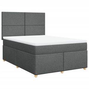 vidaXL cama box spring con colchón tela gris oscuro 160x200 cm