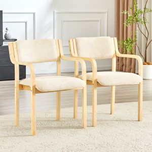 Silla de comedor escandinava de madera blanco con reposabrazos