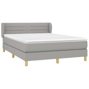 vidaXL cama box spring con colchón tela gris claro 140x200 cm