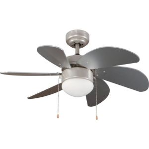 Cristalrecord ventilador ac con luz tabit plata 1xE27, para habitación