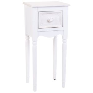 Mesita de madera de 1 cajon blanco 33x26.5x72.5