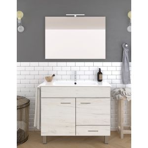 Mueble de baño samos, lavabo y espejo 70x45cm blanco nórdico