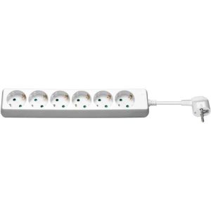 Toma eléctrica - micro connect - enchufe schuko de 6 vias - blanco - rectan