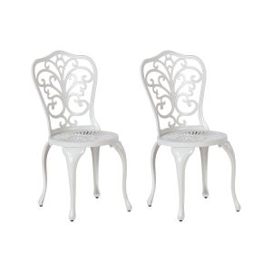 Conjunto de 2 sillas de jardín triora metal blanco crema