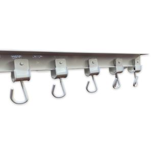 Riel para cortina exterior con poleas  blanco (200 ctms. De riel+9 poleas)