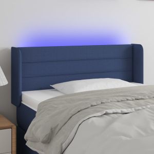 Cabecero con LED de tela azul 83x16x78/88 cm eso6703