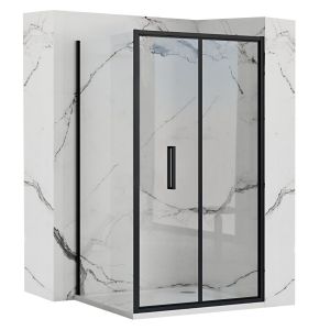 Rea cabina de ducha esquinera rapid fold black 100x80, 100x80x195 cm