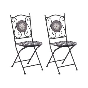 Conjunto de 2 sillas de jardín cariati metal negro