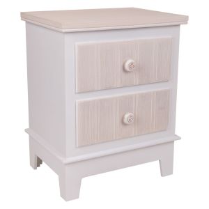Mesita de madera de 2 cajónes blanco 40x30x50