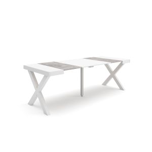 Mesa extensible, 58/222x90x73cm, blanco y cemento, patas macizas rf2792