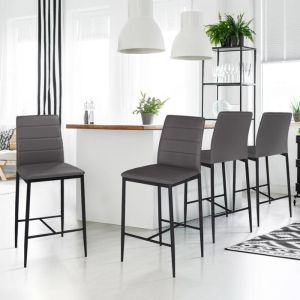 Taburetes de bar romane - PVC gris - lote de 4 - 65 cm