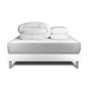 Pack cama completa - colchón 200x200cm + somier con láminas (kit) + 2 almoh