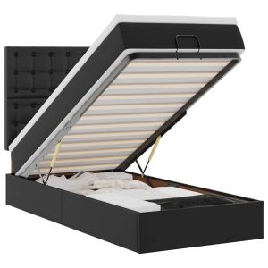 vidaXL estructura cama otomana colchón cuero sintético negra 90x190 cm