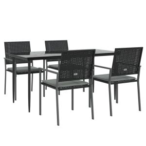 vidaXL juego comedor jardín 5 piezas y cojines ratán sintético y acero
